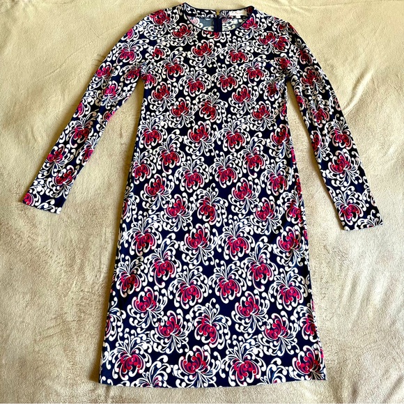 Tory Burch Silk Printed Long Sleeve Shift Dress – Size M - Picture 1 of 11